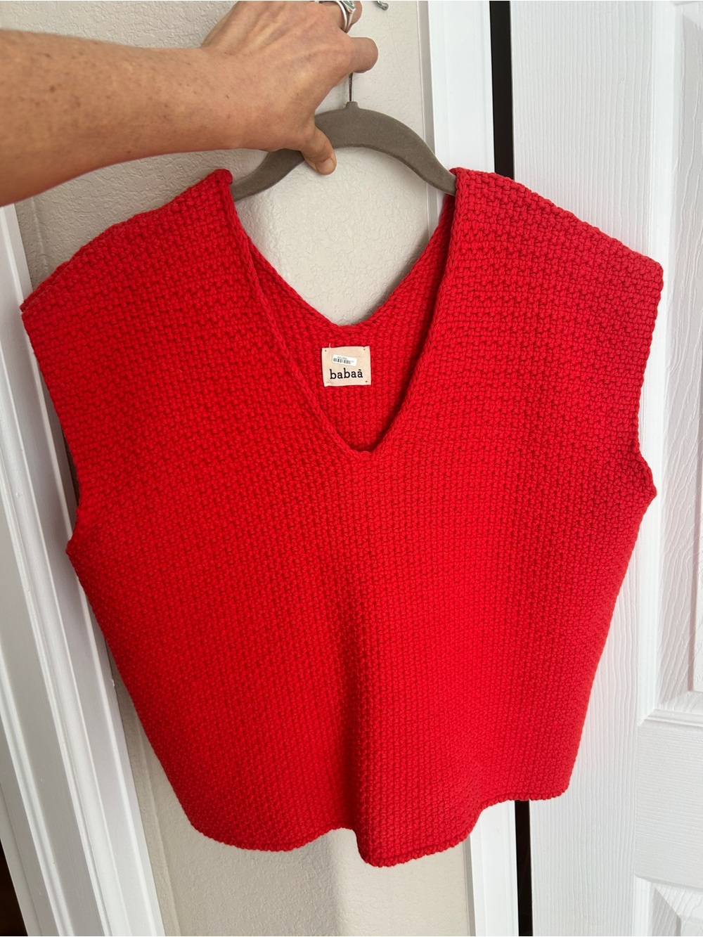 Babaa Cotton V-Neck Knit Sweater Vest